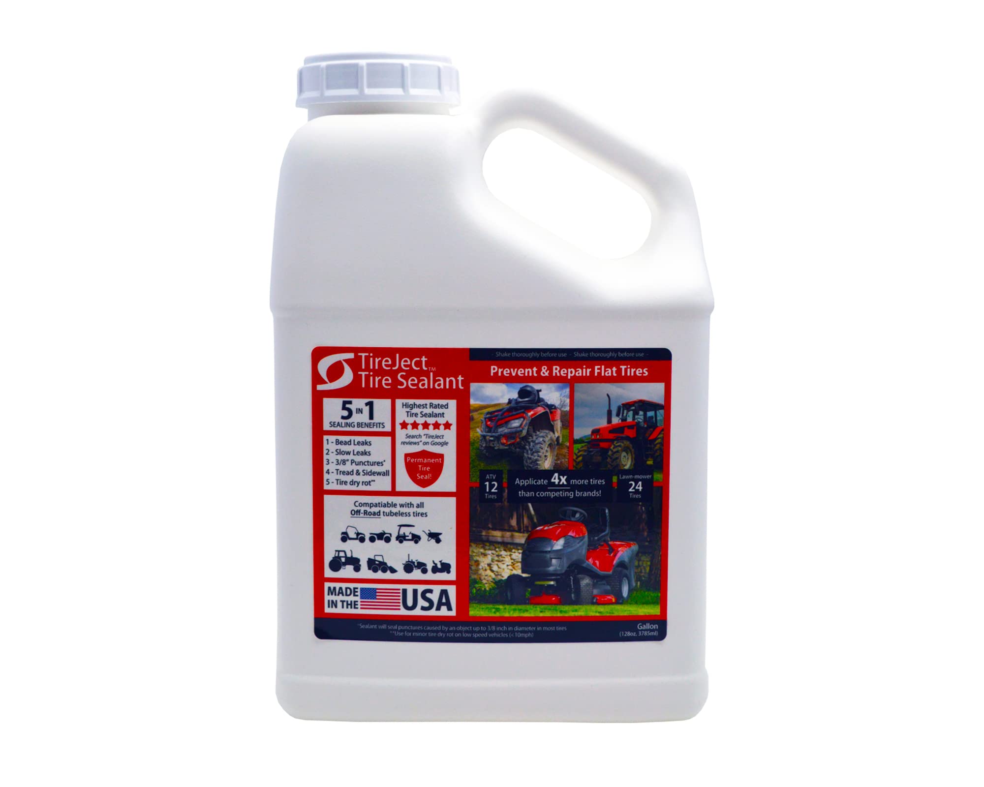 TireJect off-road sealant refill gallon pour for ATV tires on the trail
