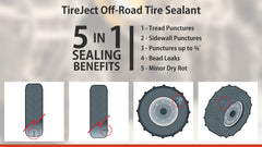 TireJect off-road sealant applied to a tubeless ATV tire during maintenance