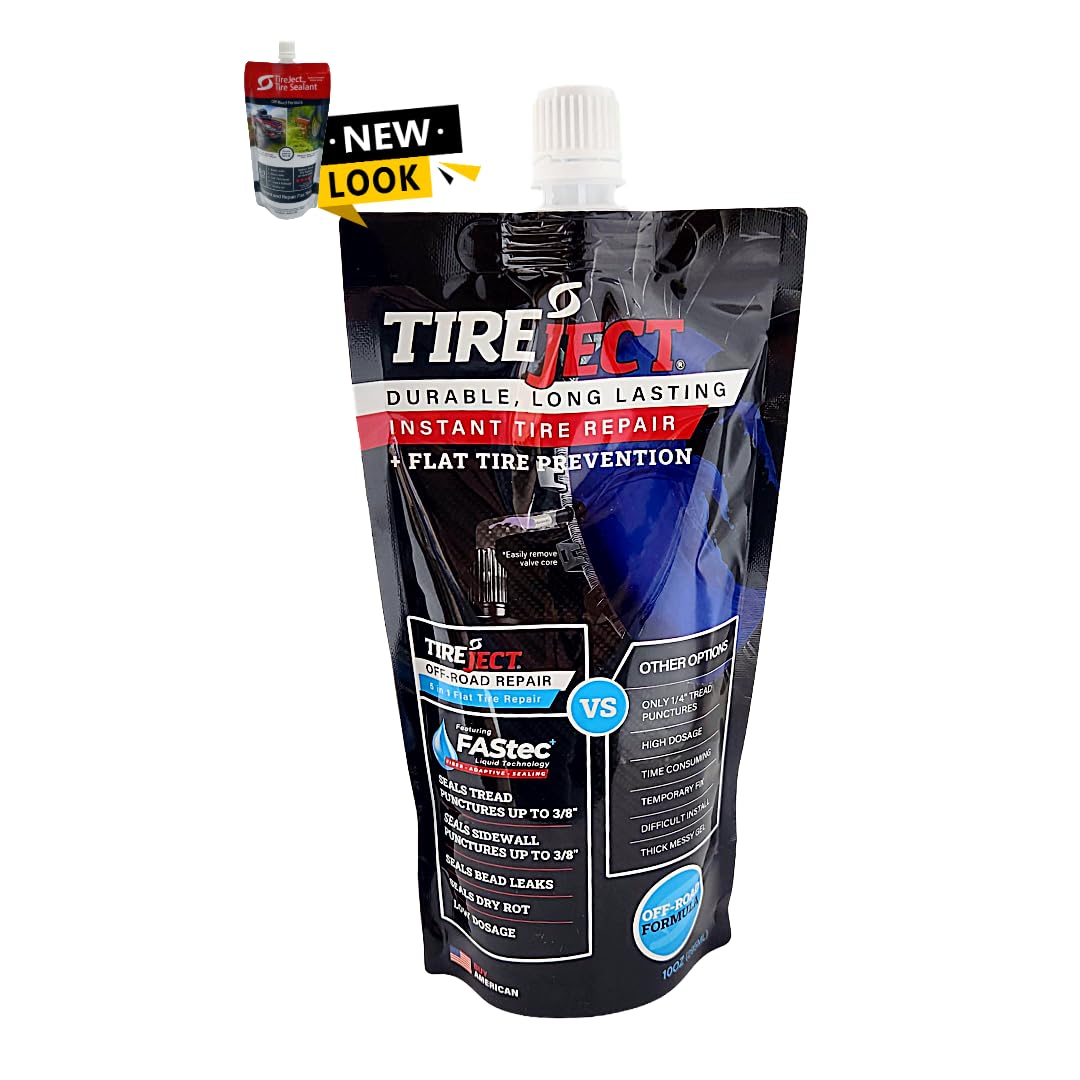TireJect sealant-fluid bonds to rubber for lasting repair in rugged conditions.