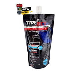 TireJect sealant-fluid bonds to rubber for lasting repair in rugged conditions.