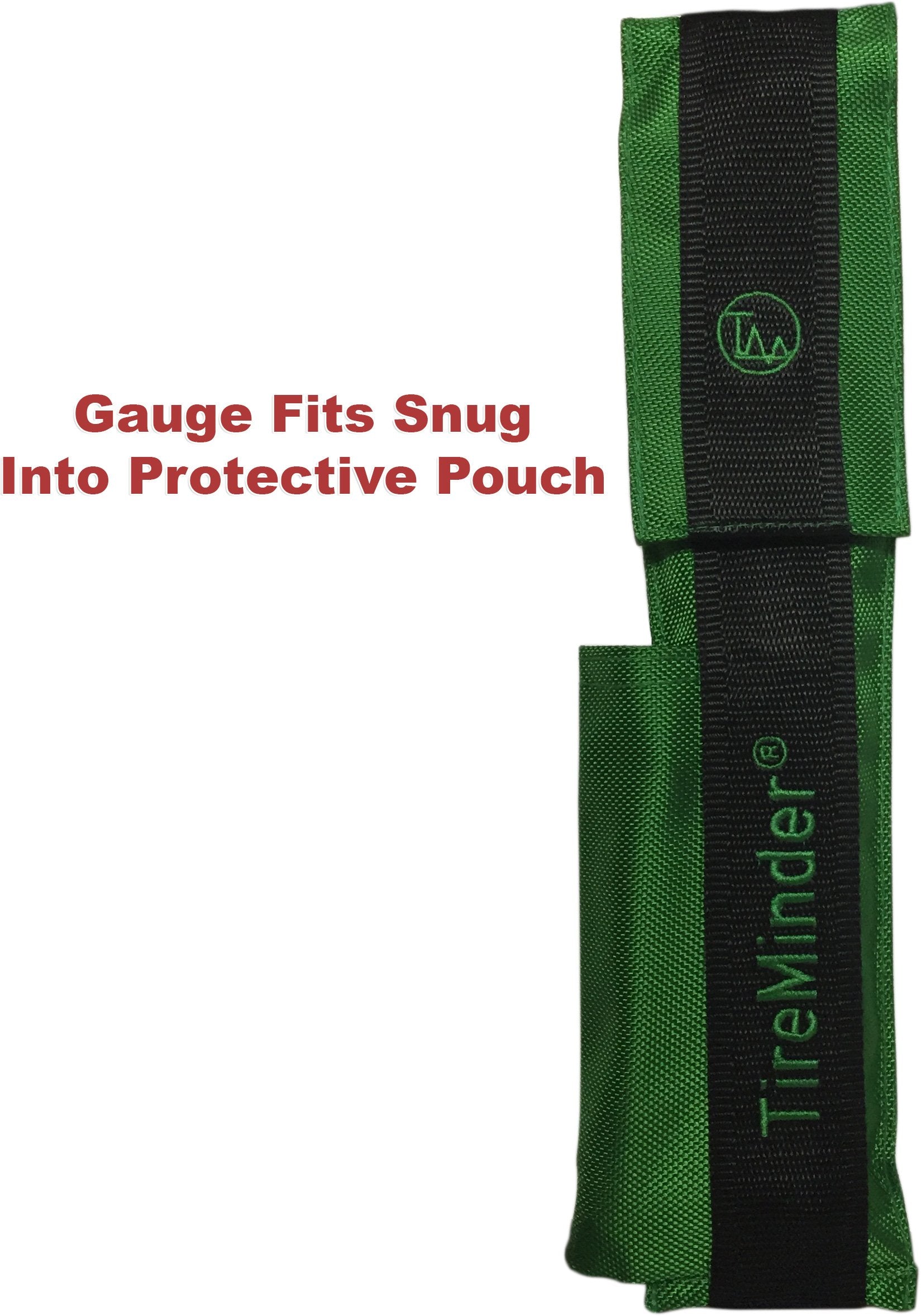 TireMinder gauge featuring front flashlight and ergonomic grip for comfortable use.