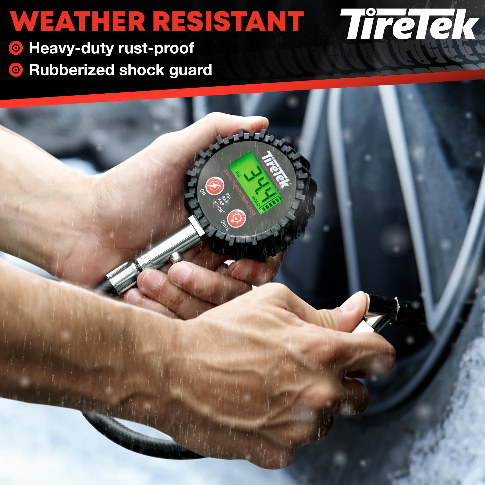TireTek heavy-duty steel construction demonstrates durability for all-weather use.