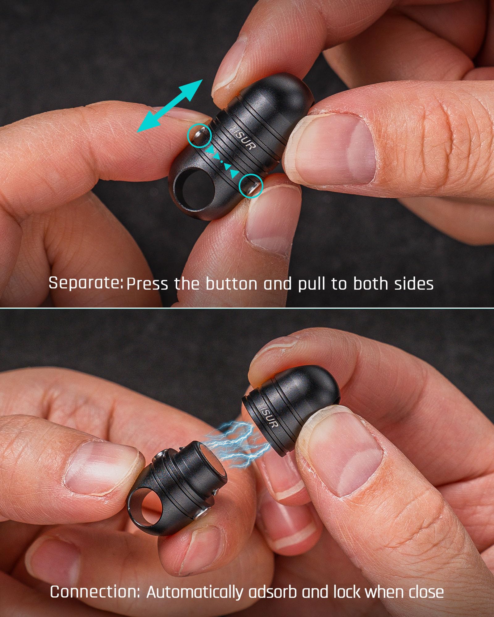 TISUR 360-degree rotation connector reduces key tangling.