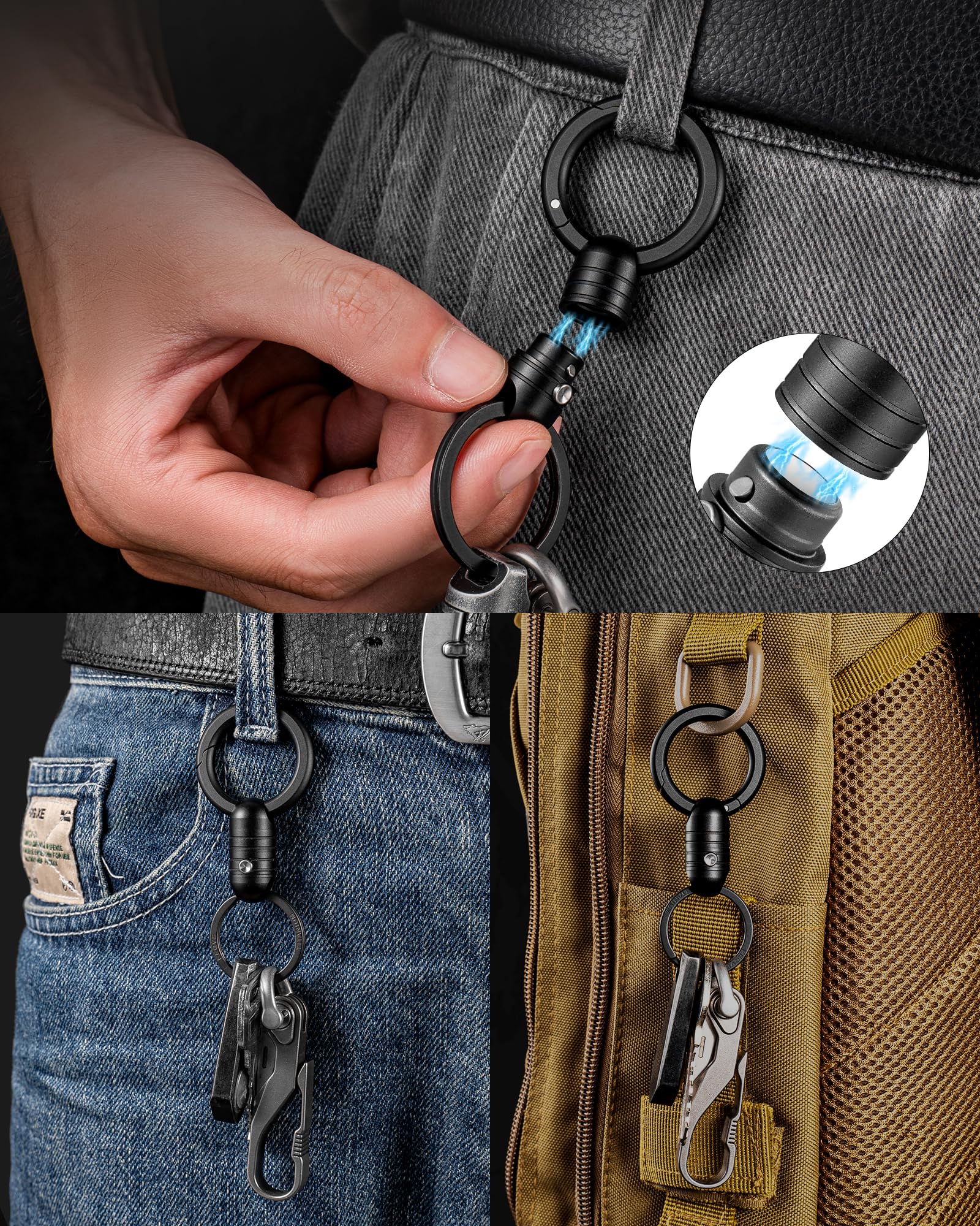 TISUR Detachable keychain connector enables quick separation for car service or valet.