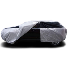 Titan 210T car cover with UV defense aluminum coating shields the exterior.