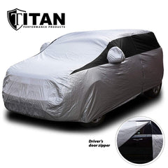 Close-up of Titan 210T waterproof layers for rain protection.