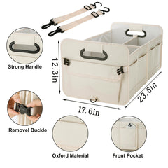 titiyiof trunk organizer adjustable compartments shown during a road trip.