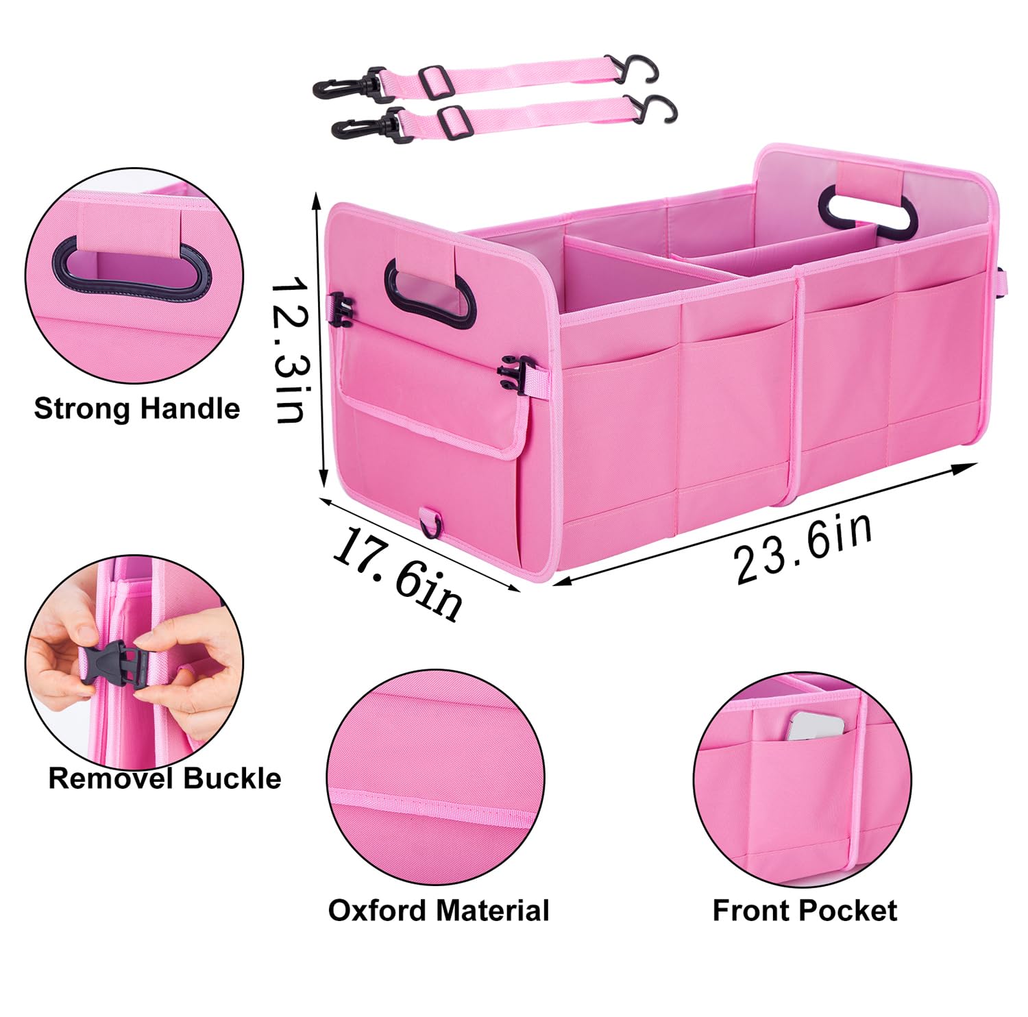titiyiof trunk organizer with adjustable straps secures items during travel