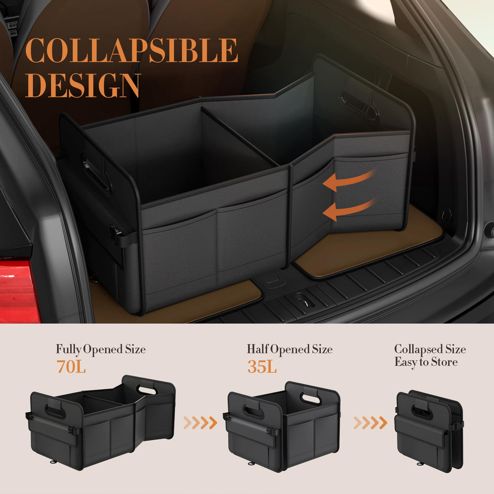 titiyiof trunk organizer showing 70L capacity for varied gear.