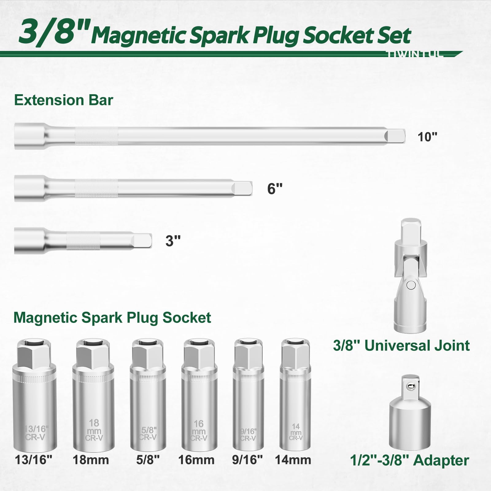 TIWINTUL spark plug socket 16mm delivers solid torque for dependable installs.