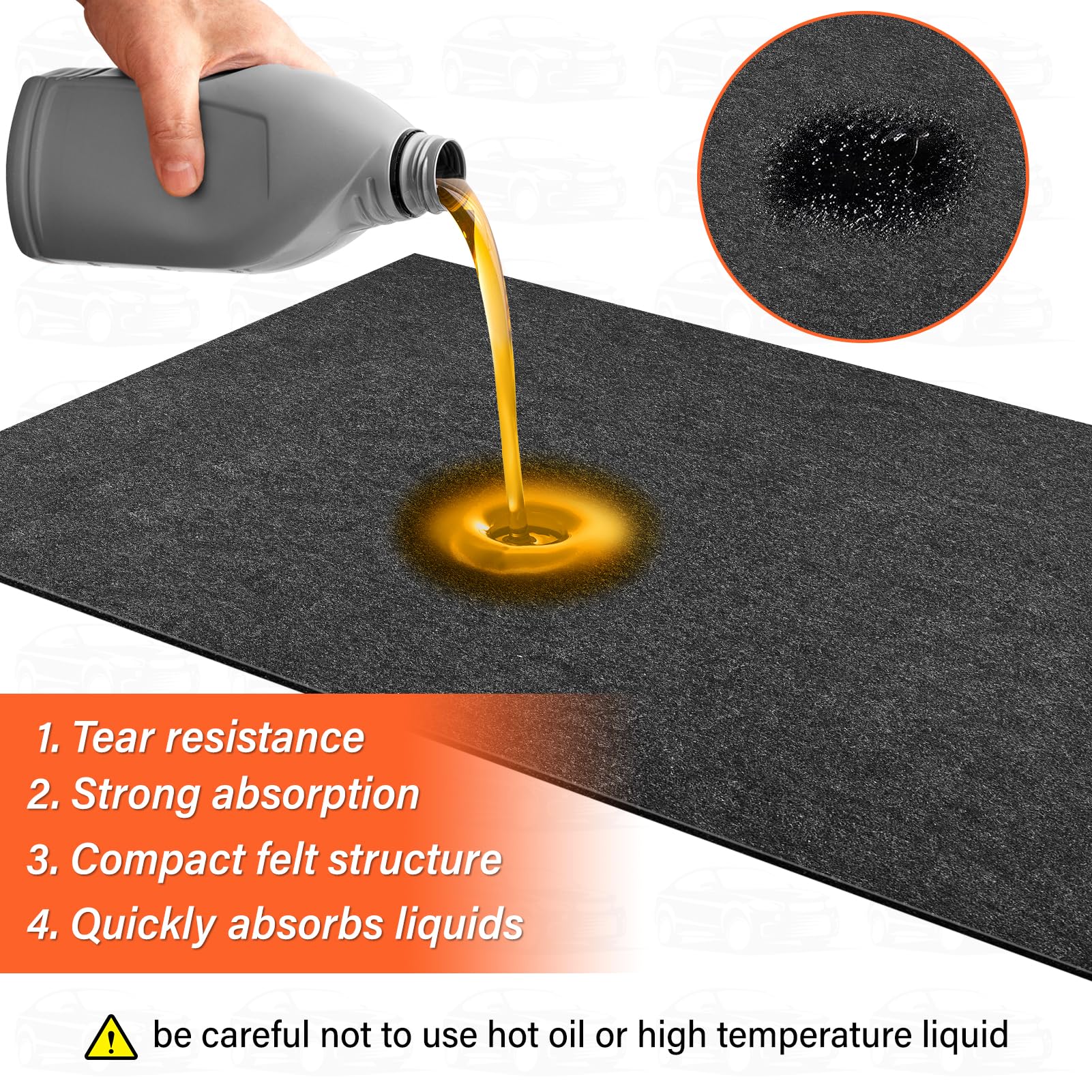 TIXANF garage mat with waterproof back prevents liquid seepage.