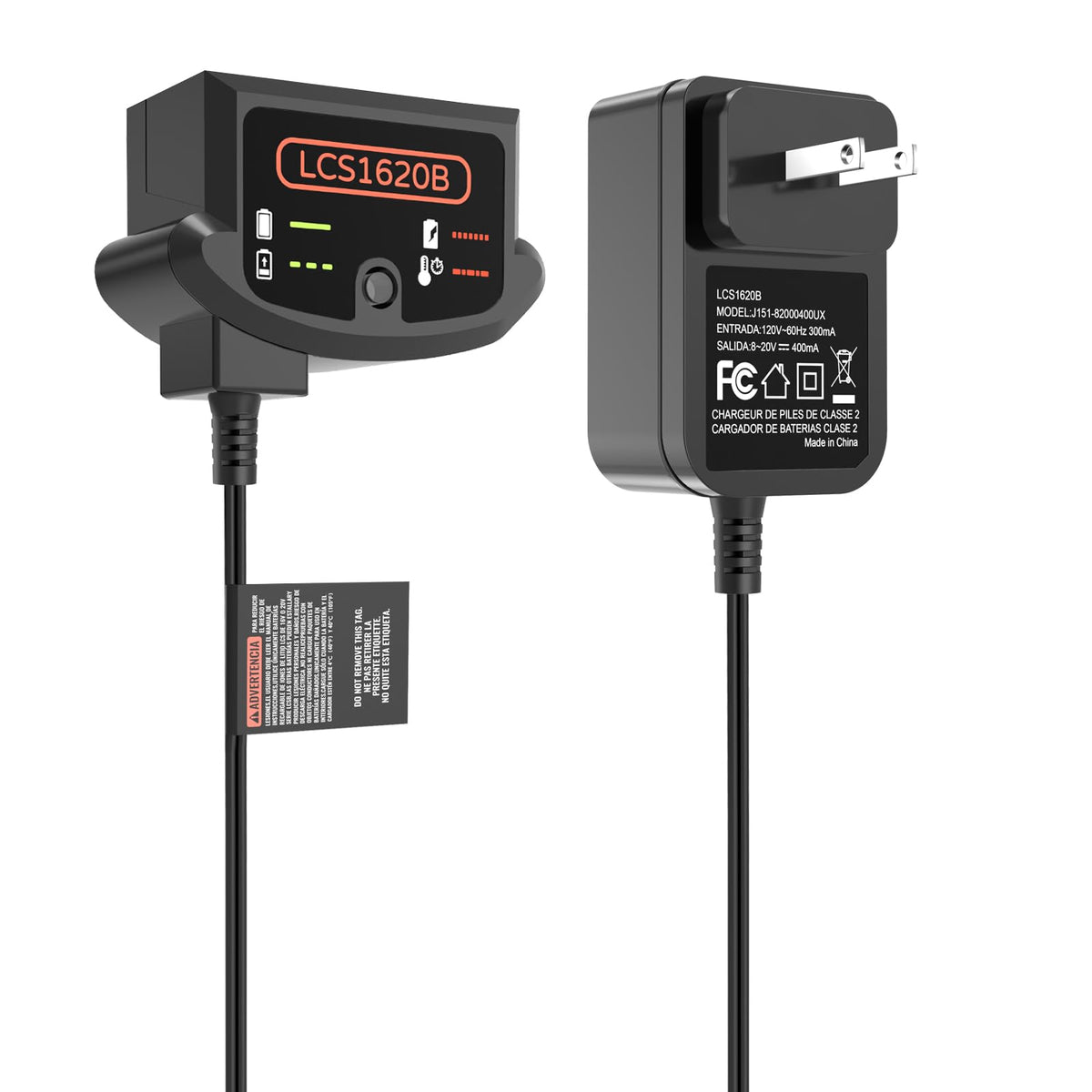TKDY LCS1620B 20V charger front view for quick setup with 20V batteries.