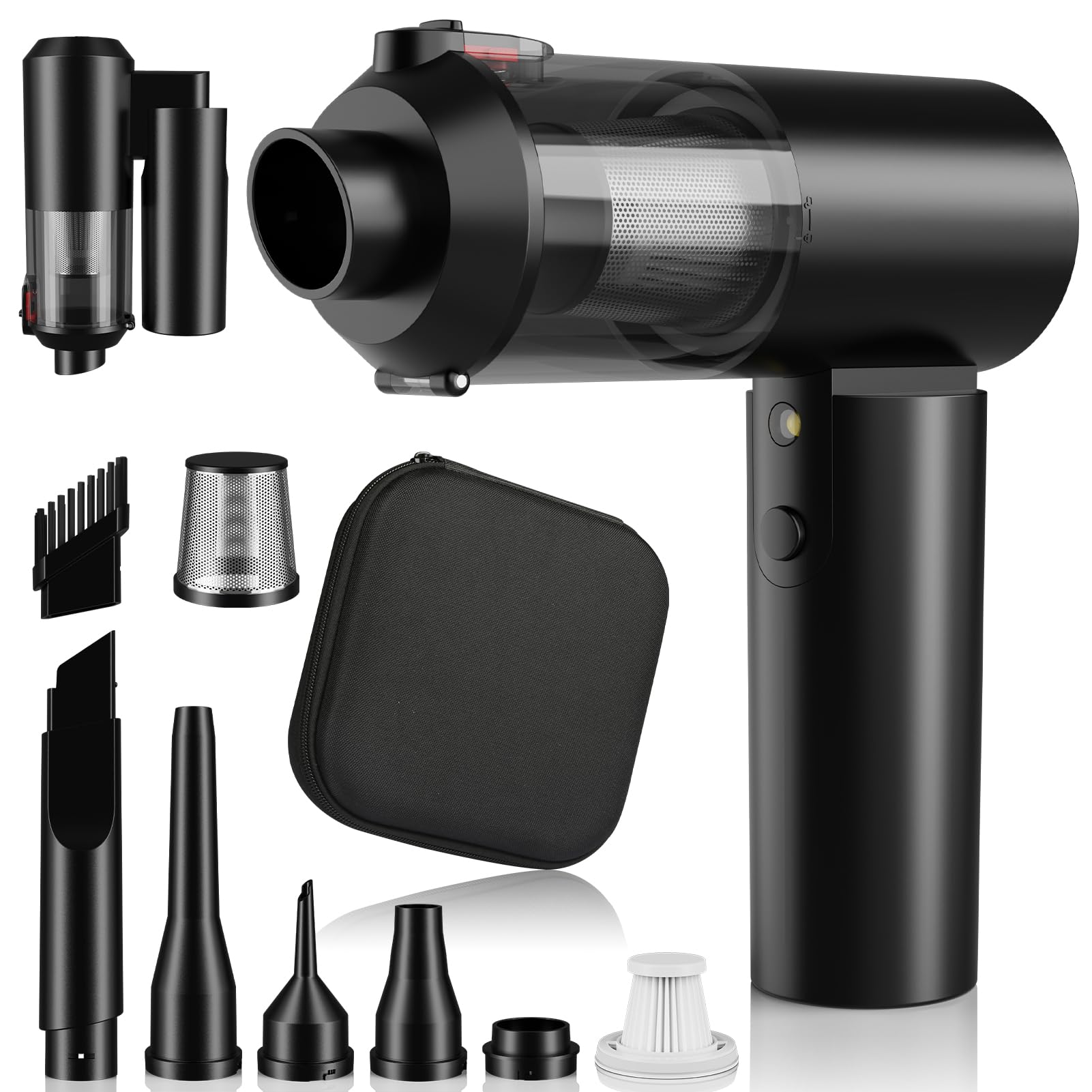 Tkkich cordless car vacuum in 4-in-1 design for quick, thorough car cleanups.