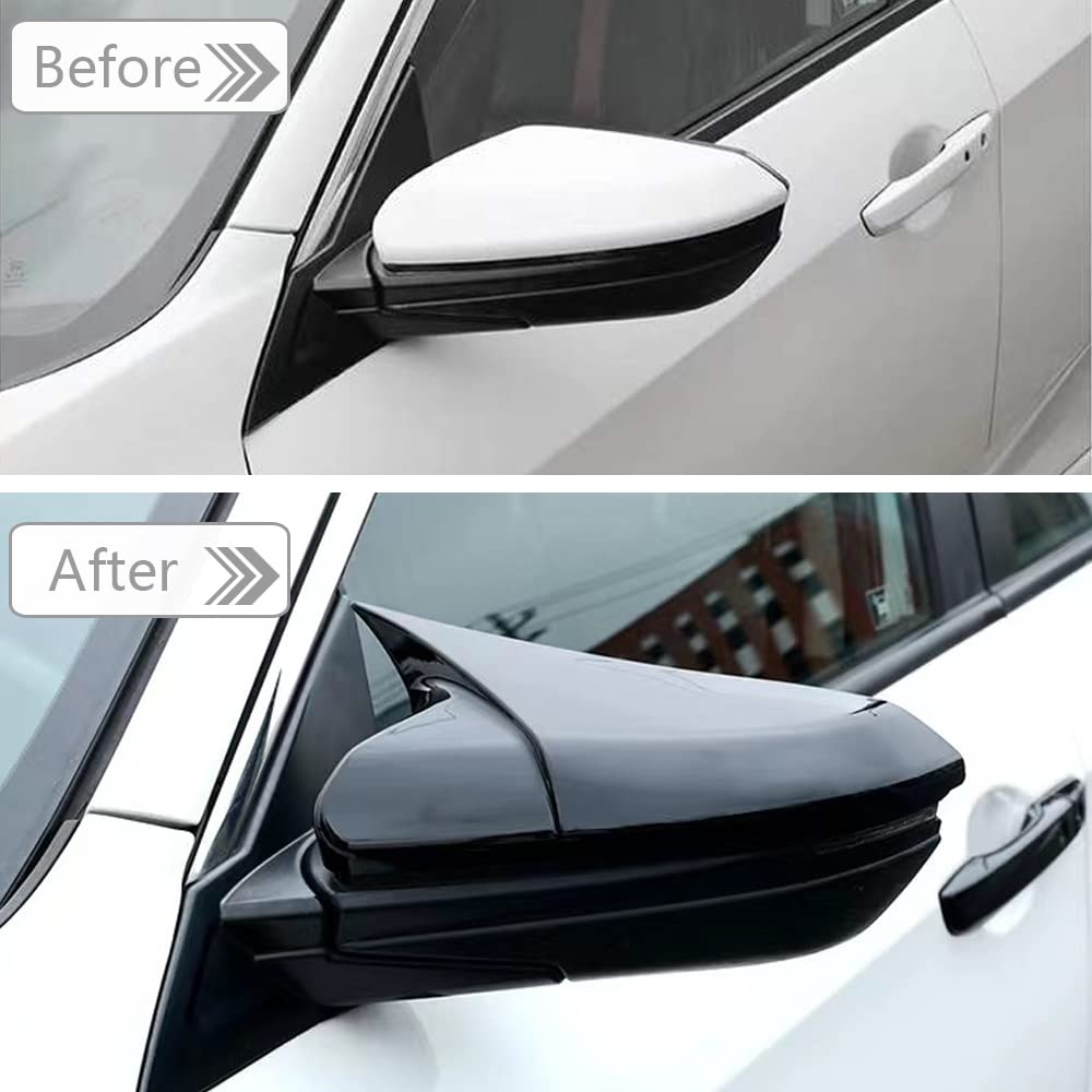 TKREENO bright black mirror cover adds luxury to Honda Civic