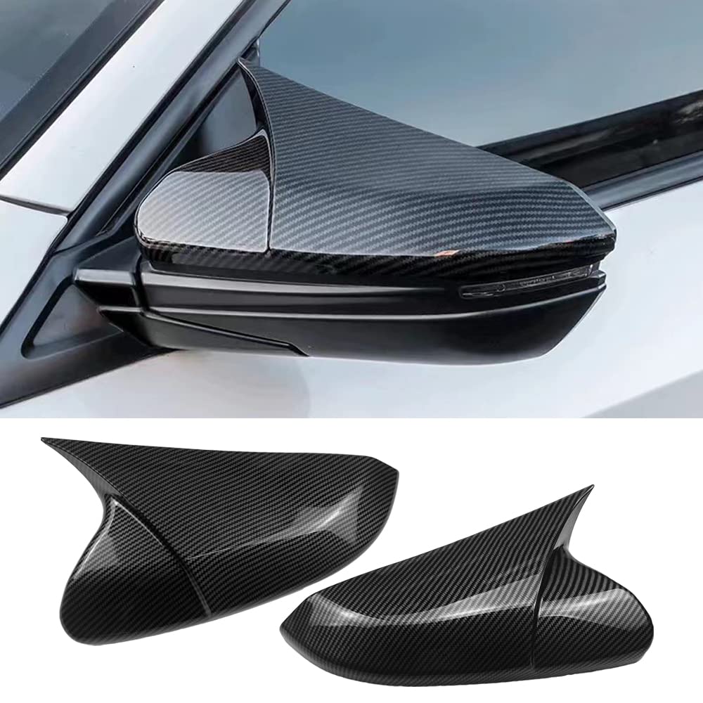 TKREENO carbon fiber side mirror cover enhances Honda Civic styling and protection.