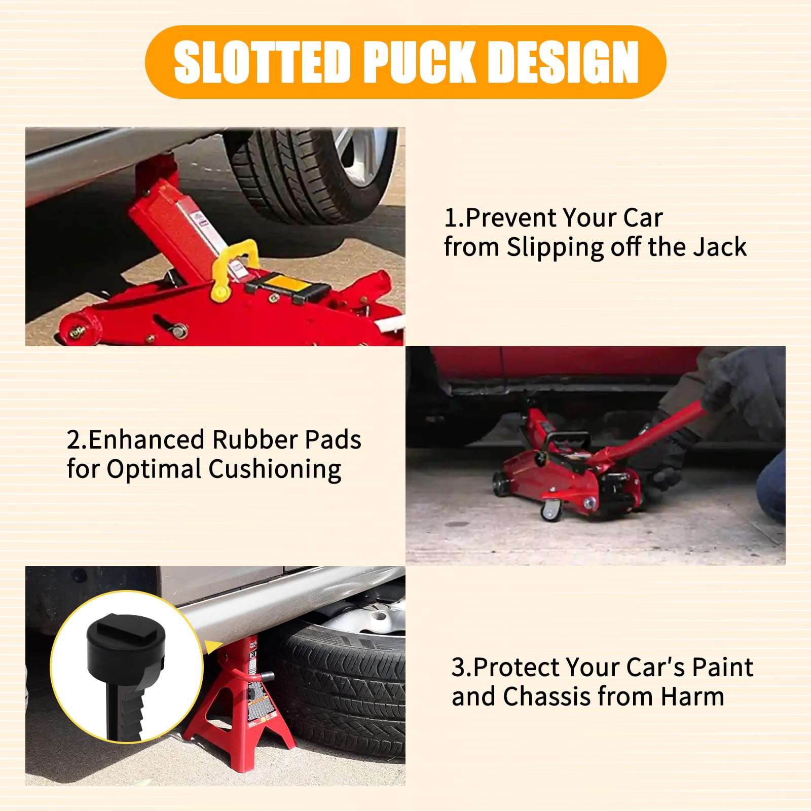 Tlaleikejia four-pack jack pads stored in trunk for roadside use.
