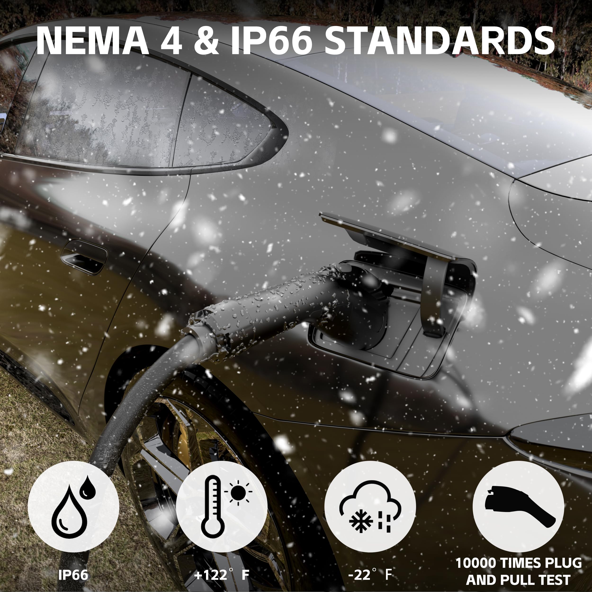 TLE LEVEL EV Charger IP66 protection for all-weather charging.