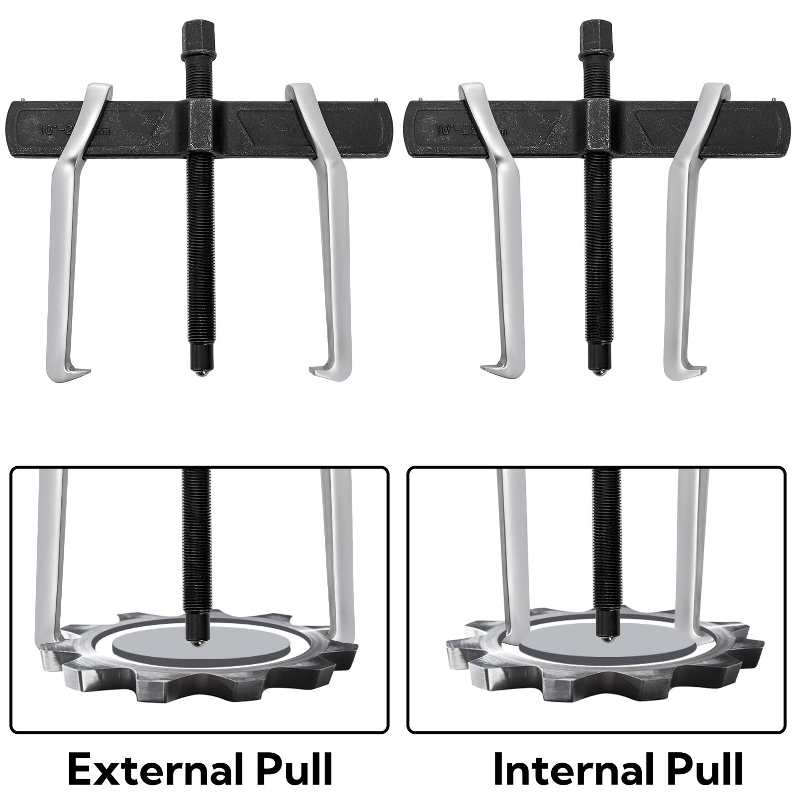 Tlence bearing removal tool in use on a flywheel for safe extraction