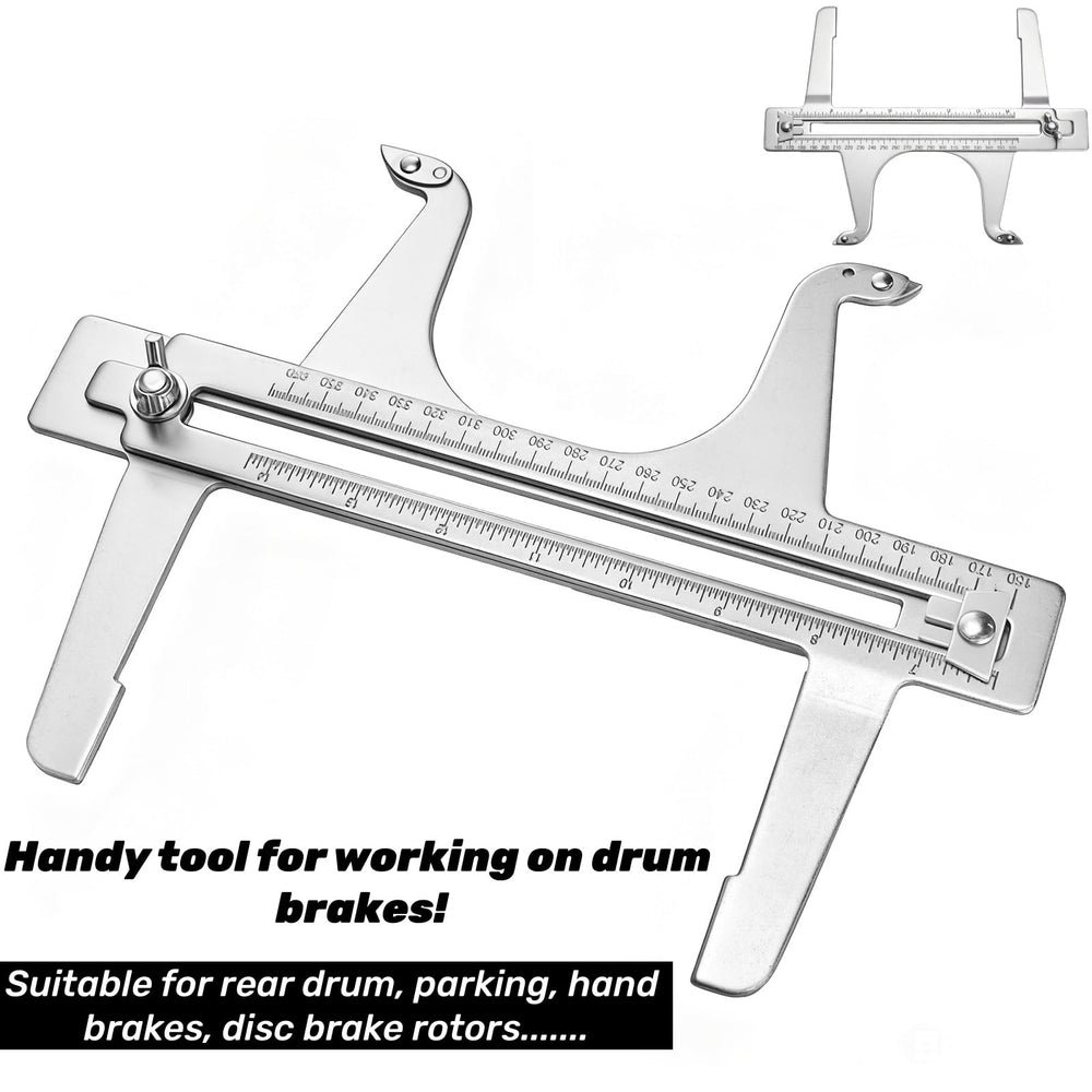 Tlence brake measure range with metric and imperial scales for versatile readings.