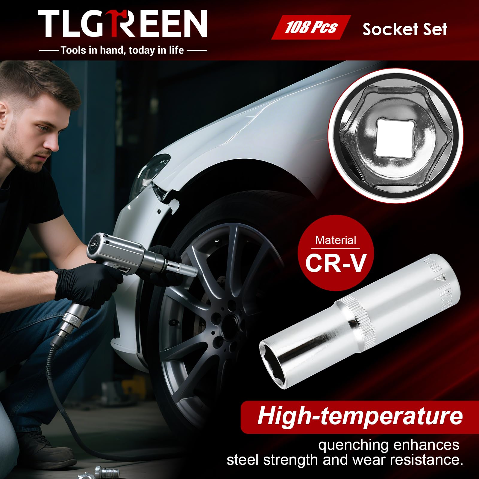 TLGREEN precision sockets and bits provide accurate fits in tight spaces