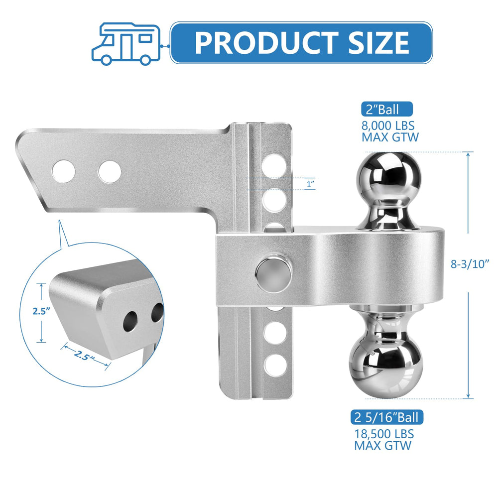 Tlvuvmo heavy-duty hitch rated up to 18,500 lbs GTW for large trailers.