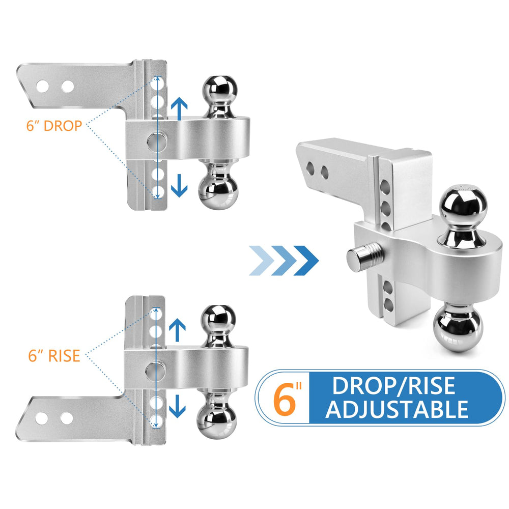 Tlvuvmo 6-inch drop and rise setup for flexible trailer alignment.