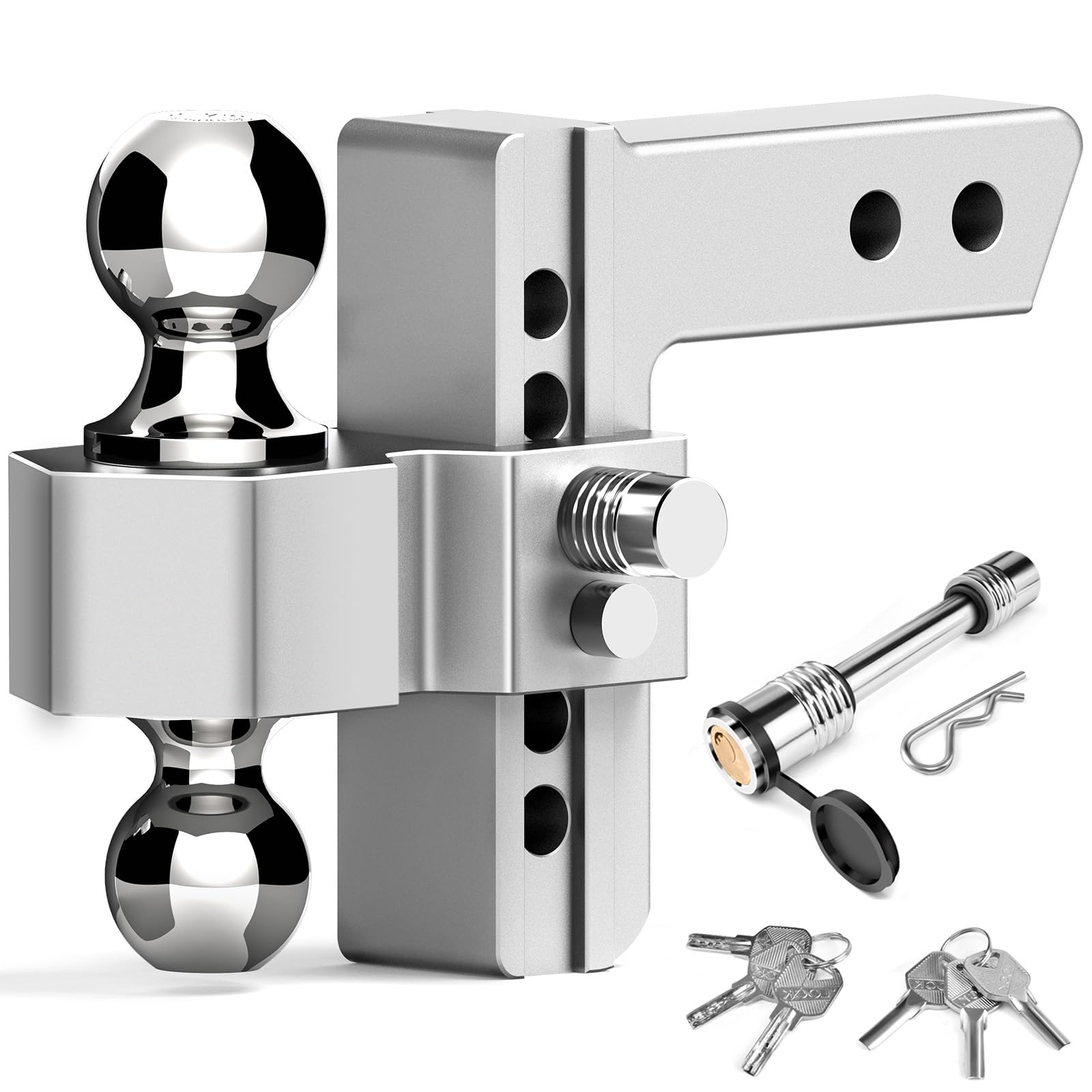 Tlvuvmo adjustable hitch with 6-inch drop enabling flexible towing setups.