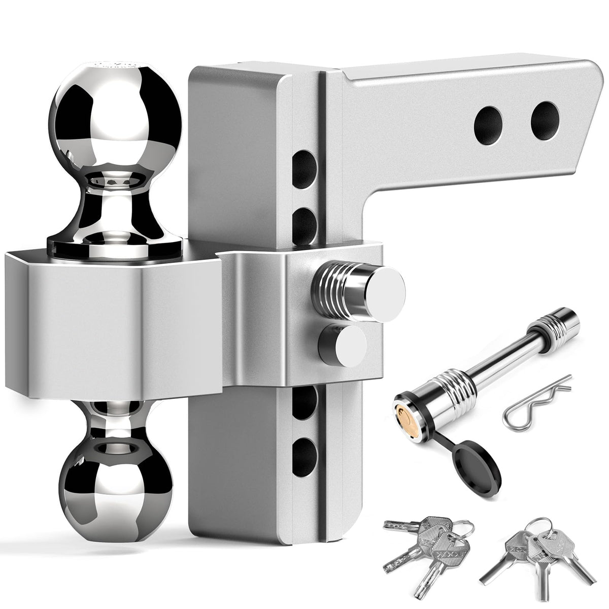 Tlvuvmo adjustable hitch with 6-inch drop enabling flexible towing setups.