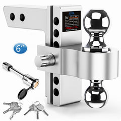Tlvuvmo adjustable hitch with 6-inch drop for level towing across setups