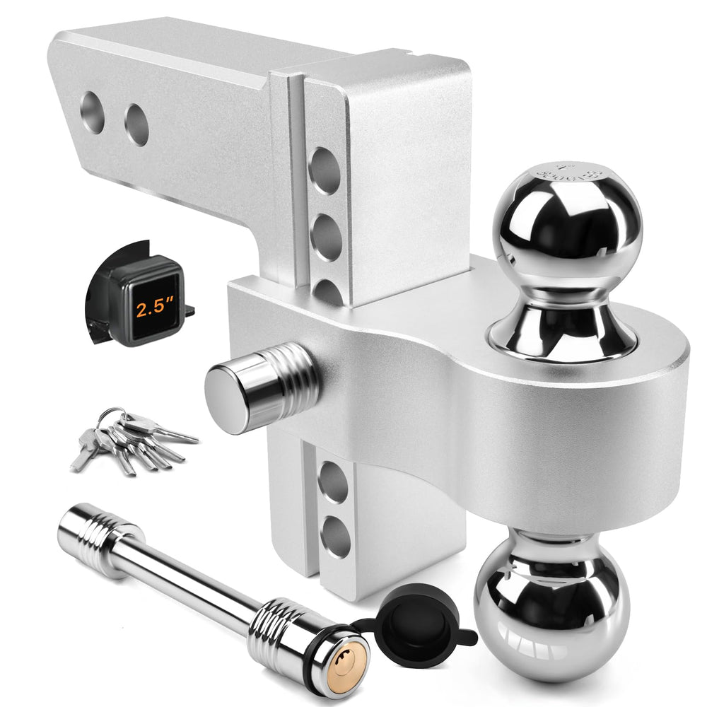 Tlvuvmo aluminum drop hitch angle view for easy height alignment.