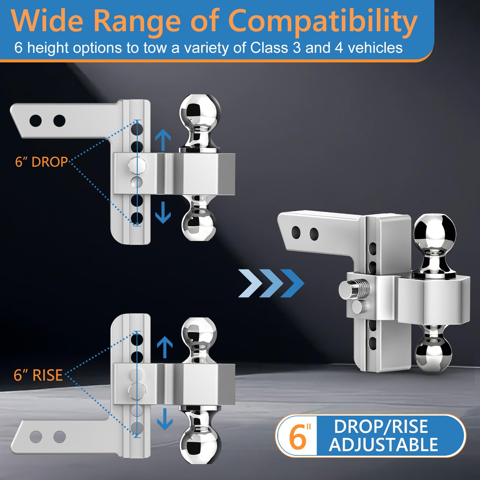 Tlvuvmo dual-ball design hitch reduces vibrations and simplifies setup.