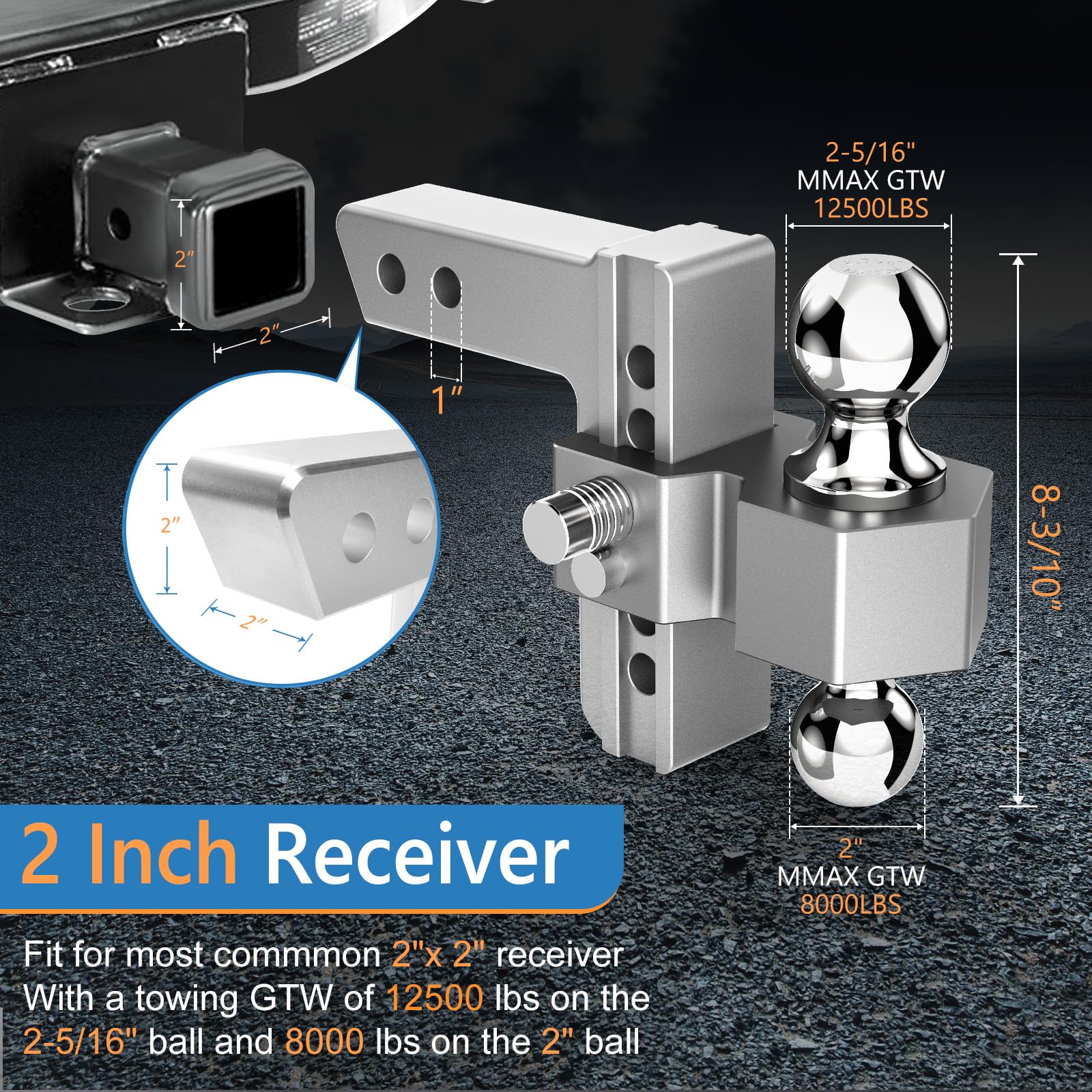 Tlvuvmo hitch with 12,500 lbs GTW capacity for heavier trailers.