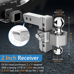 Tlvuvmo hitch with 12,500 lbs GTW capacity for heavier trailers.