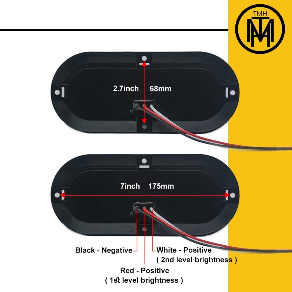 TMH 12V DC wiring option for trailer light with three wires and two brightness levels.