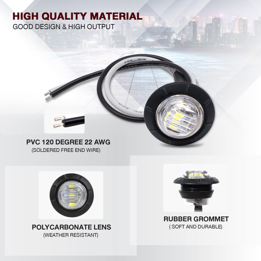 TMH 3/4in marker light for RVs, rear view with PC lens and weather resistance.