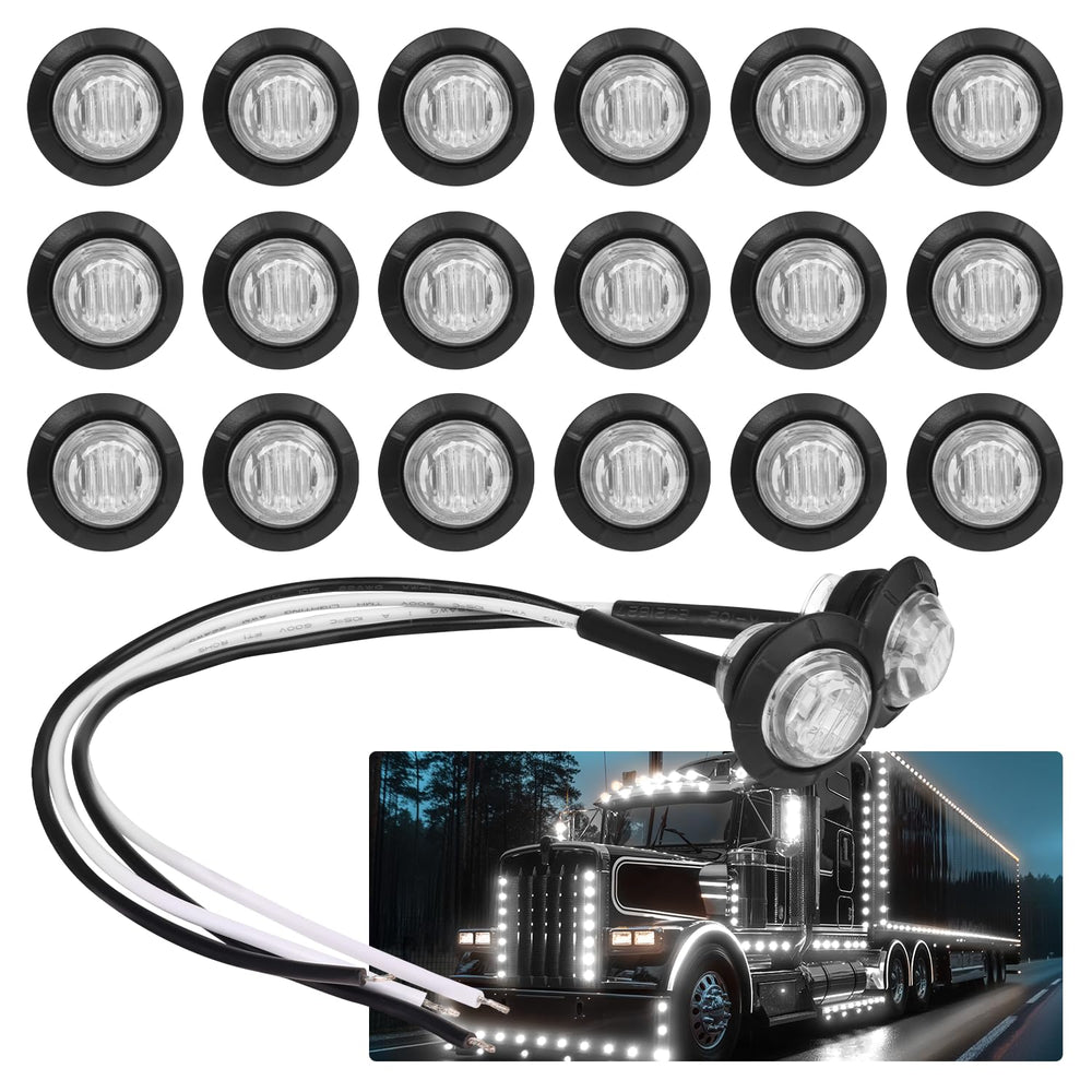 TMH 3/4in bullet marker light for trailers with white lens, improves roadside visibility.