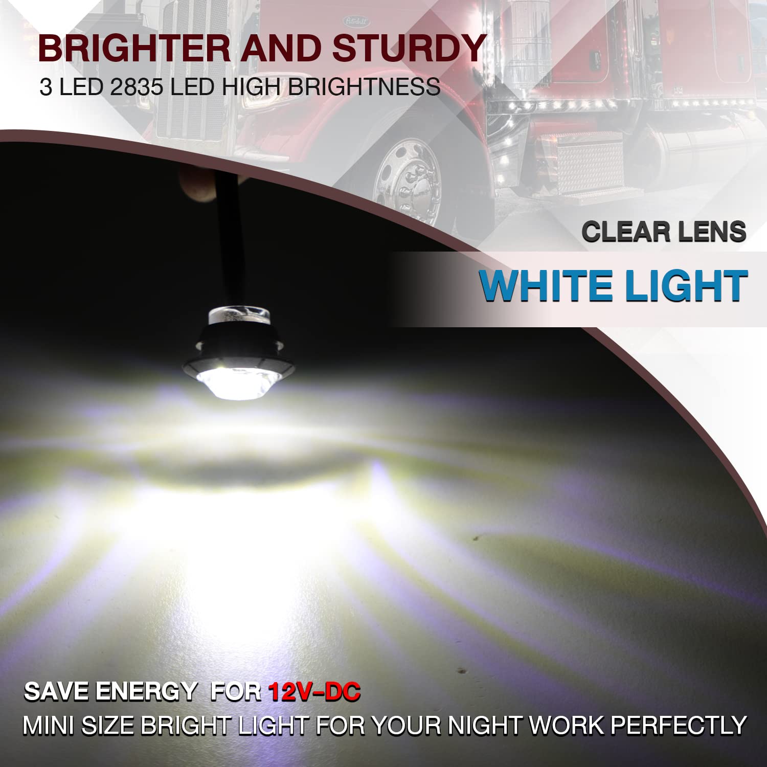 TMH 3/4in marker light for vans, front-facing glow improves day-to-day visibility.