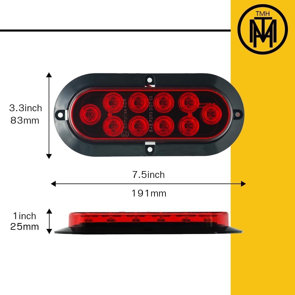 TMH 6 inch oval red LED tail light during side installation