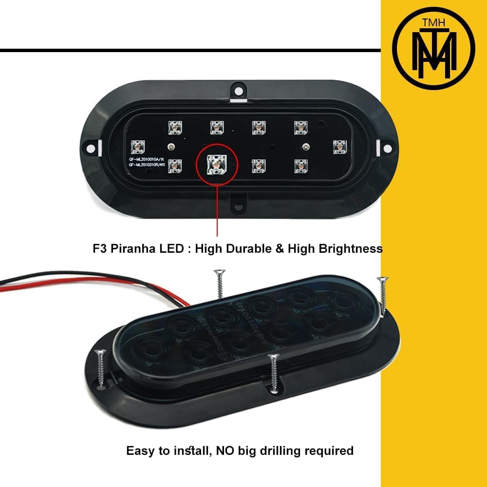 TMH durable polycarbonate lens and ABS housing, waterproof and shockproof trailer light.