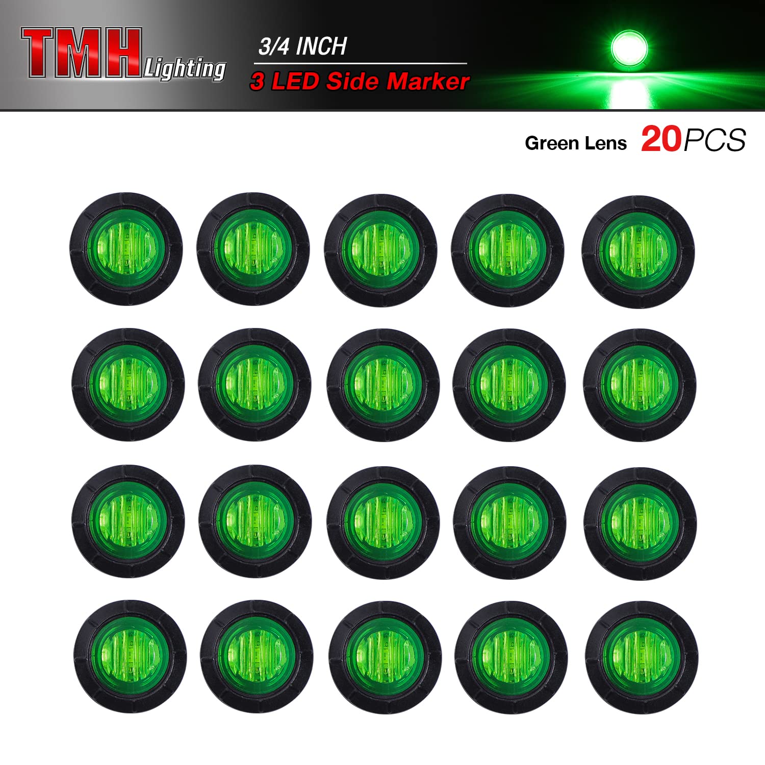 TMH green LED marker light with grommets for easy installation.