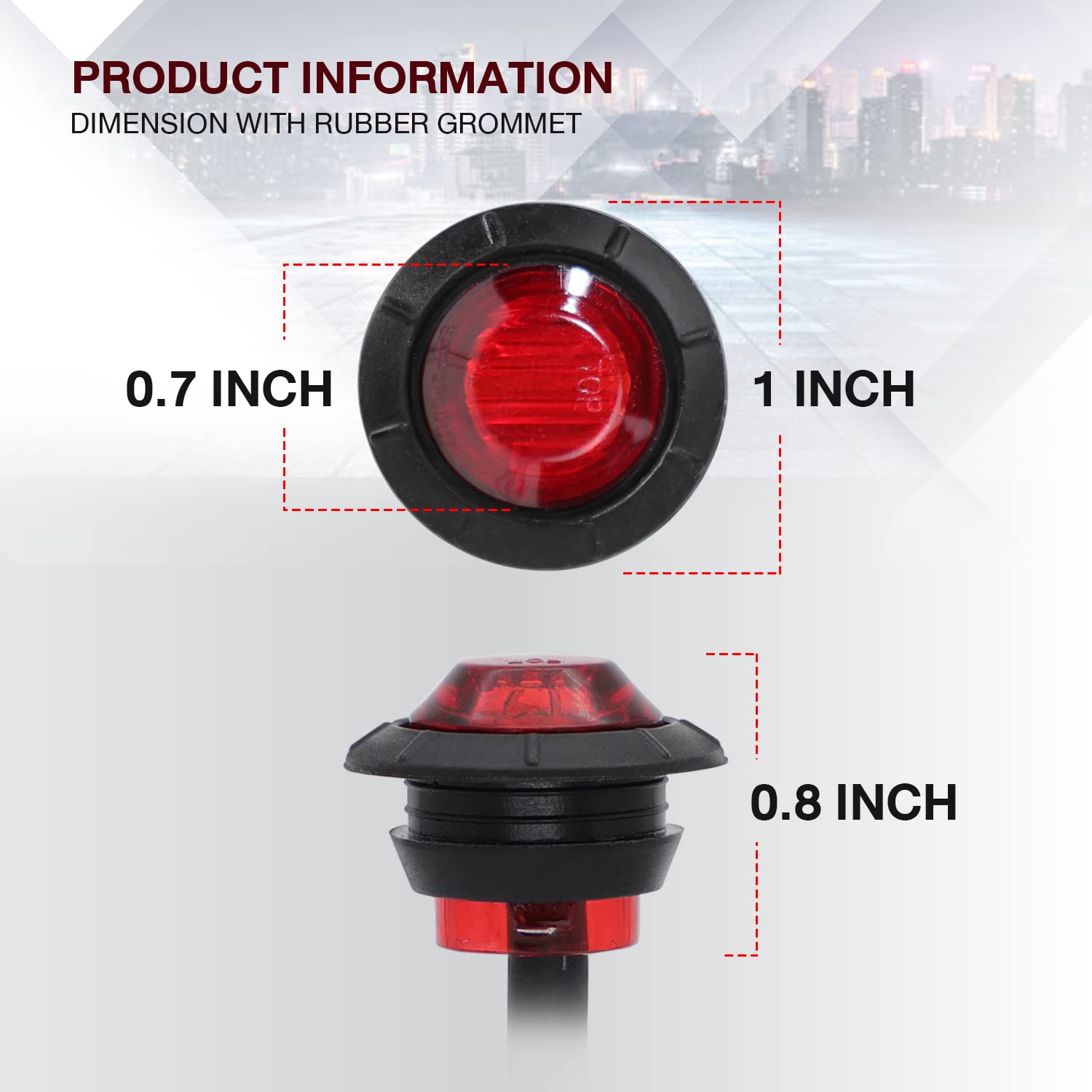 TMH 3/4-inch red LED marker light for trucks improves highway safety.