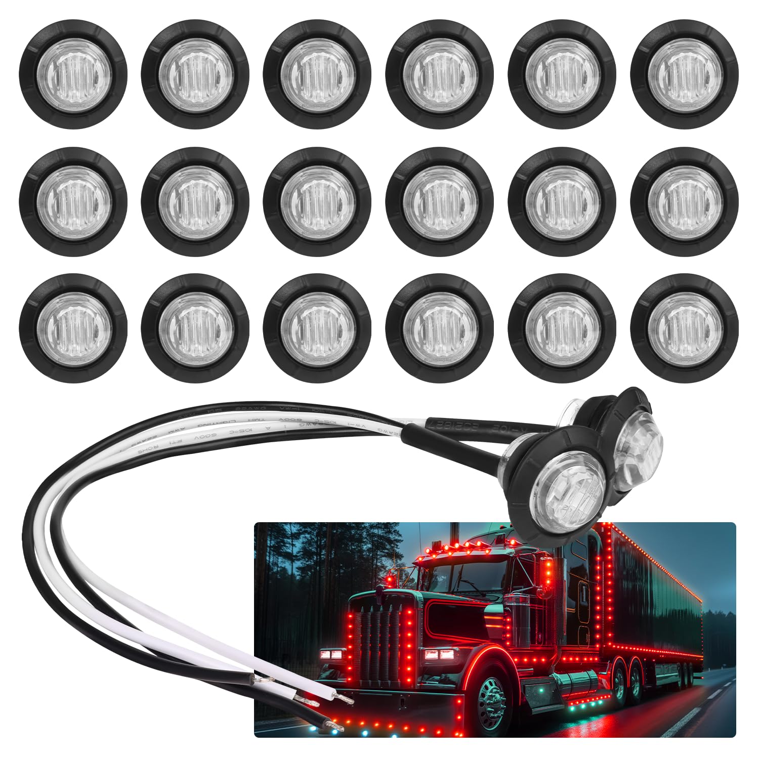 TMH three-quarter-inch red LED marker with clear lens for trailer visibility in all weather