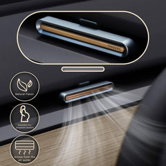 Close-up of alloy vent clip showing secure fit for Tesla vents