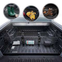 TN TrunkNets 3-pocket elastic trunk cargo net keeps Hyundai Santa Cruz cargo organized