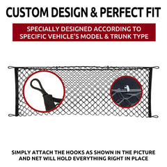 TN TrunkNets Camry cargo area organization with mesh net for easy access.