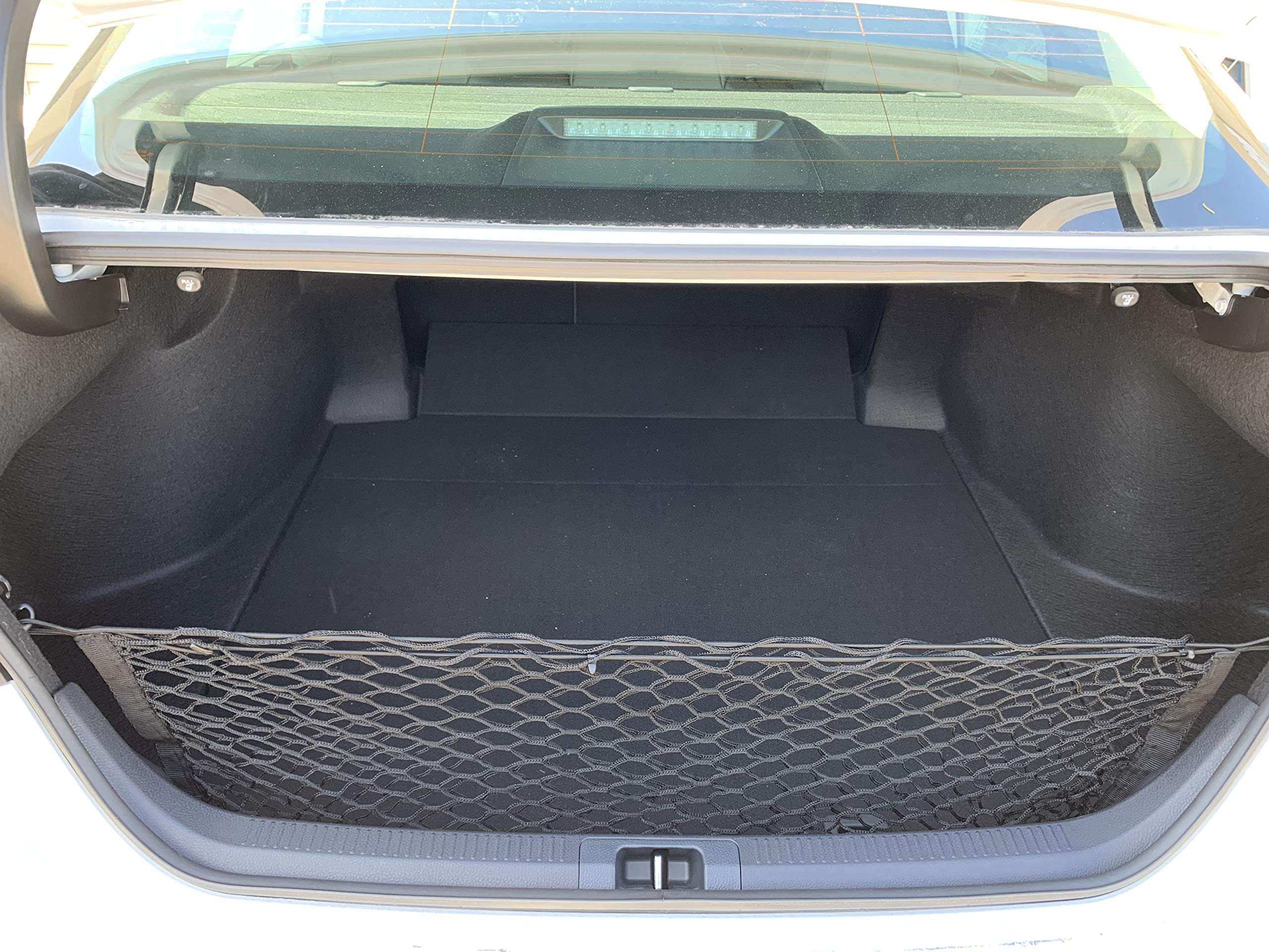 TN TrunkNets Camry groceries secured in trunk net during shopping trips.