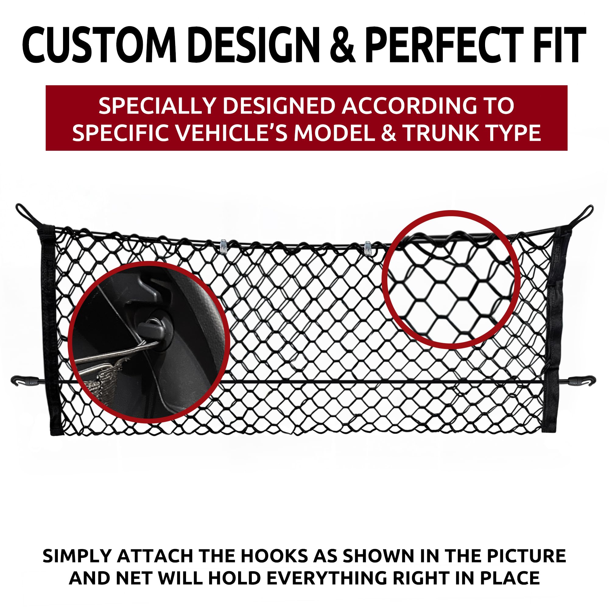 TN TrunkNets cargo net secure-fit attachment keeps items from shifting.