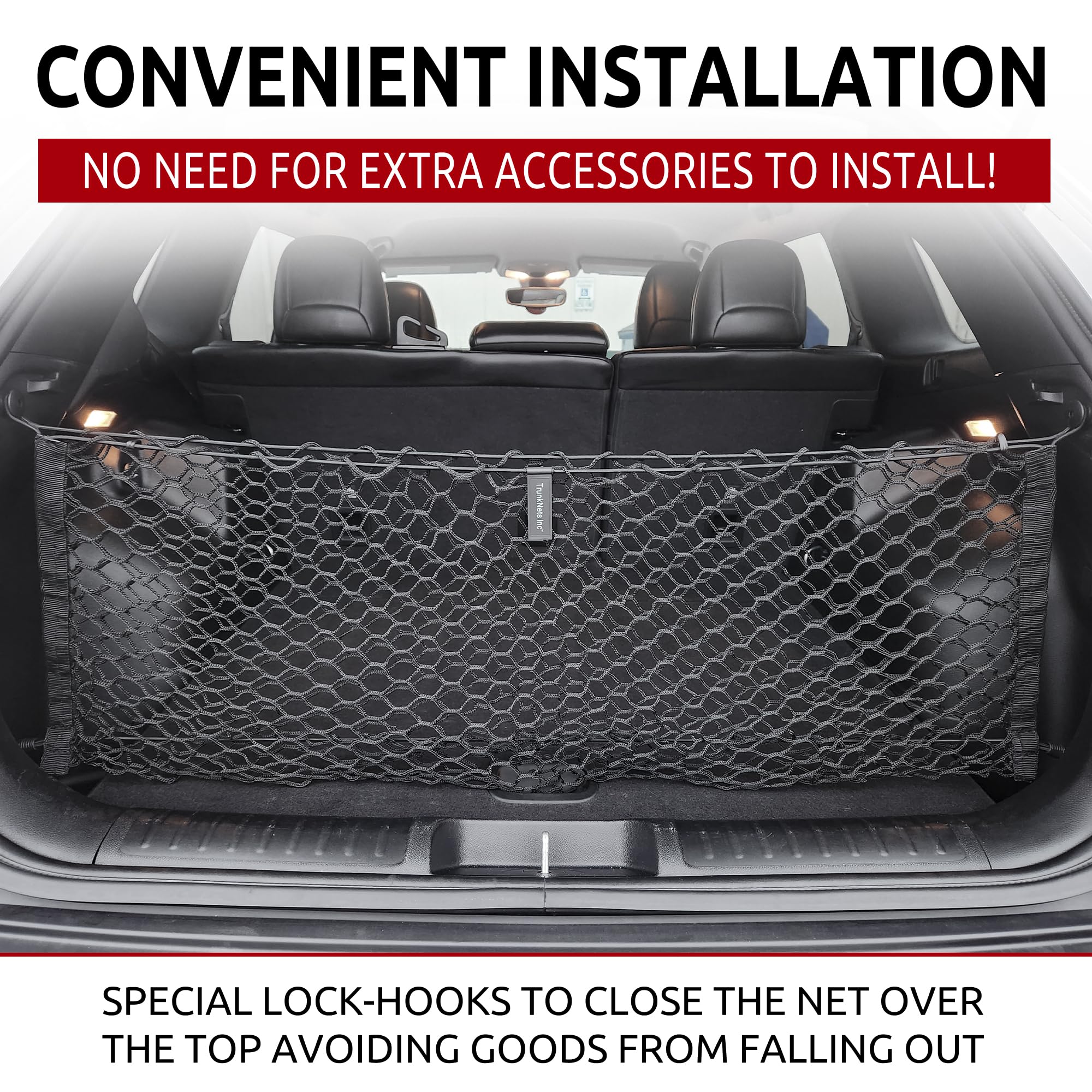 TN TrunkNets elastic trunk mesh net organized interior for secure items