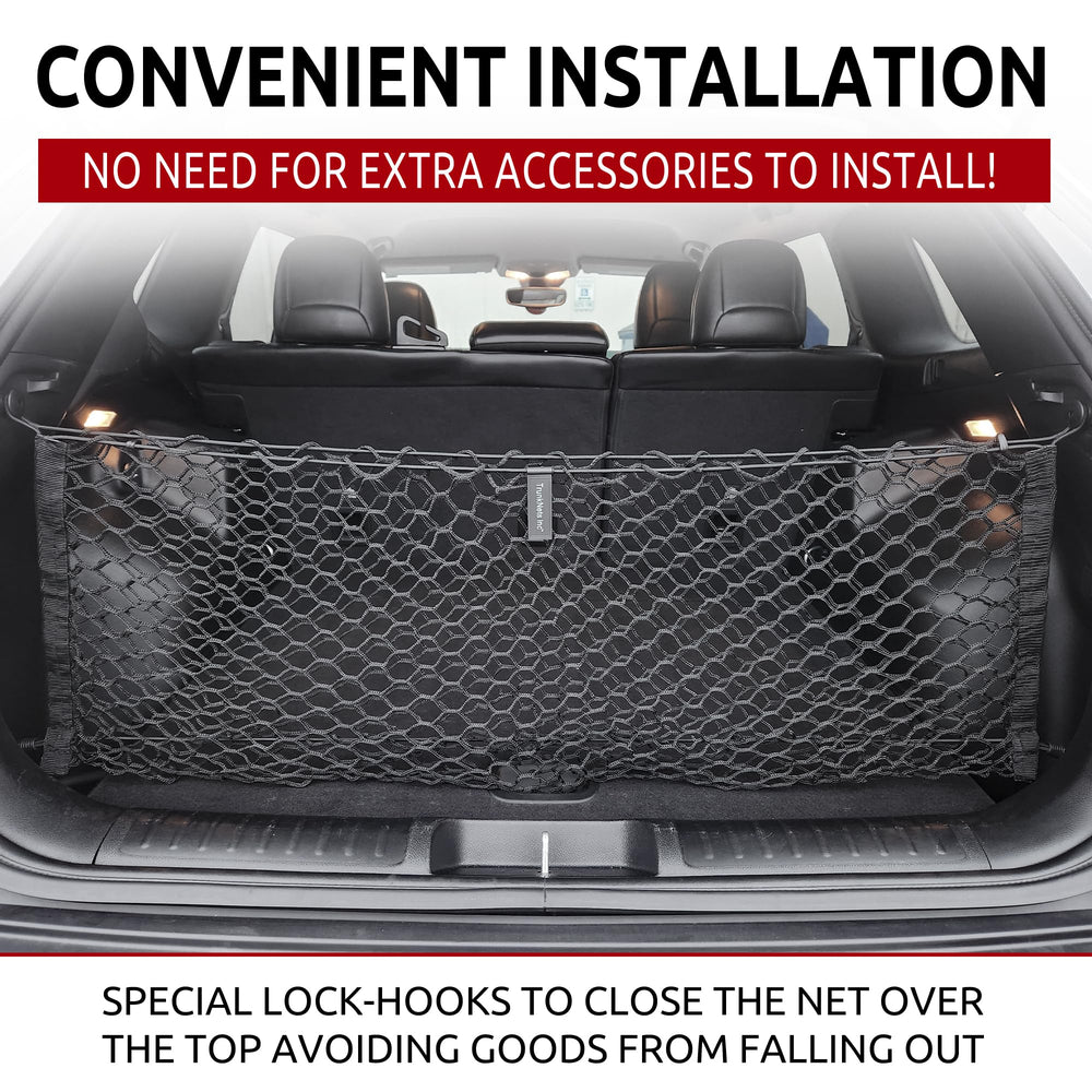 TN TrunkNets elastic trunk mesh net organized interior for secure items