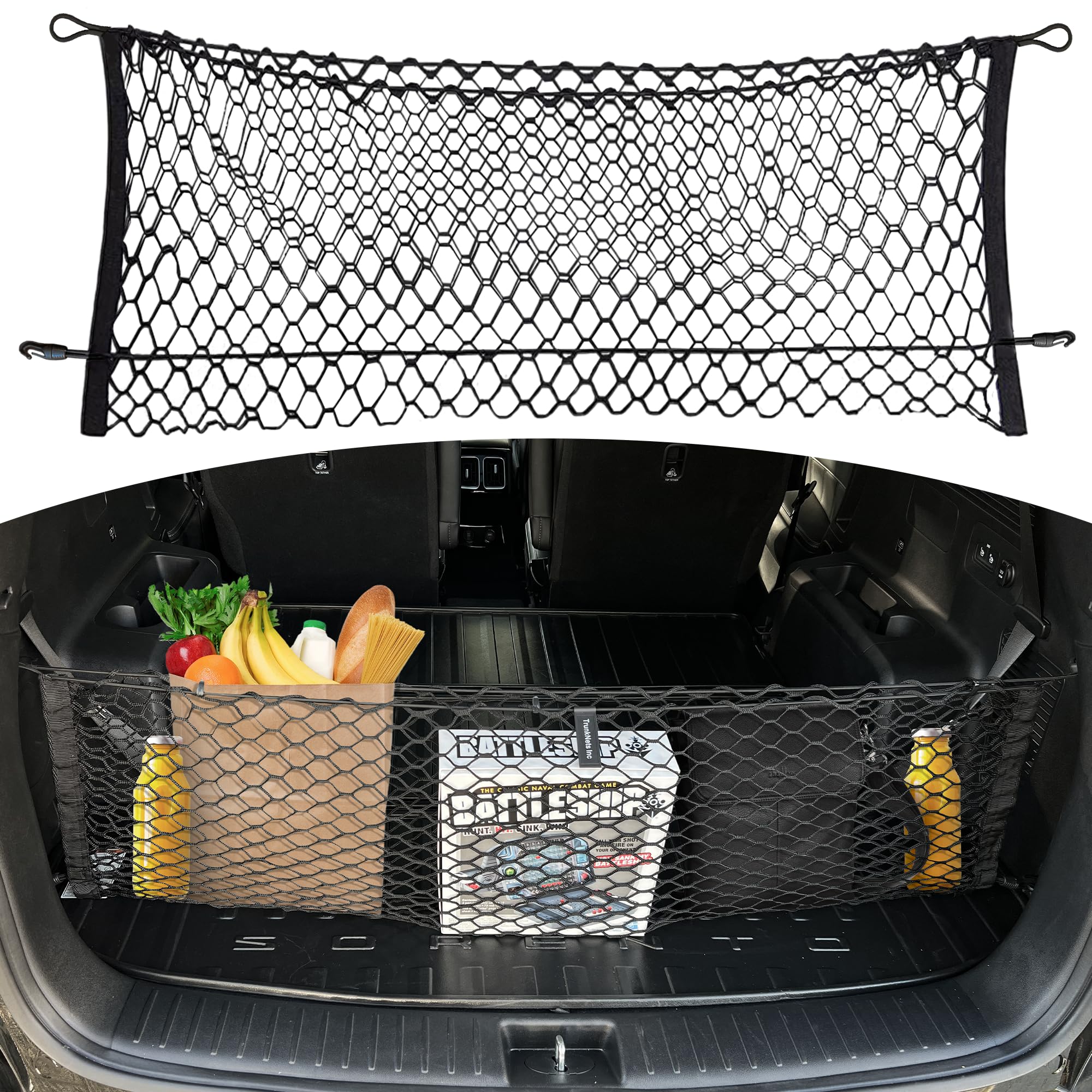 TN TrunkNets envelope-style trunk cargo net fits Kia Sorento 2021-2026, keeps items organized